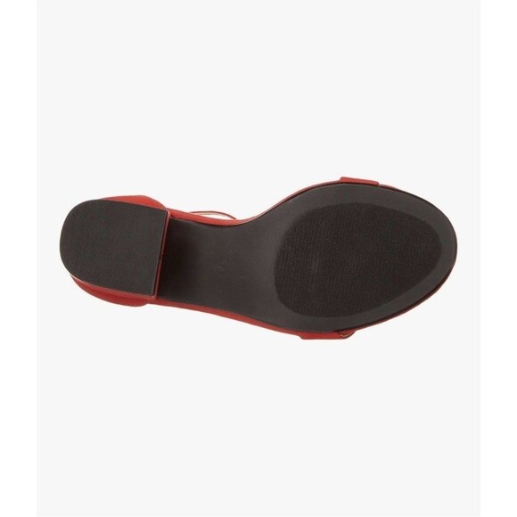 Women's Nola Heeled Sandals Two Strap Open Toe Bright Poppy Red Size 7 - Picture 4 of 12